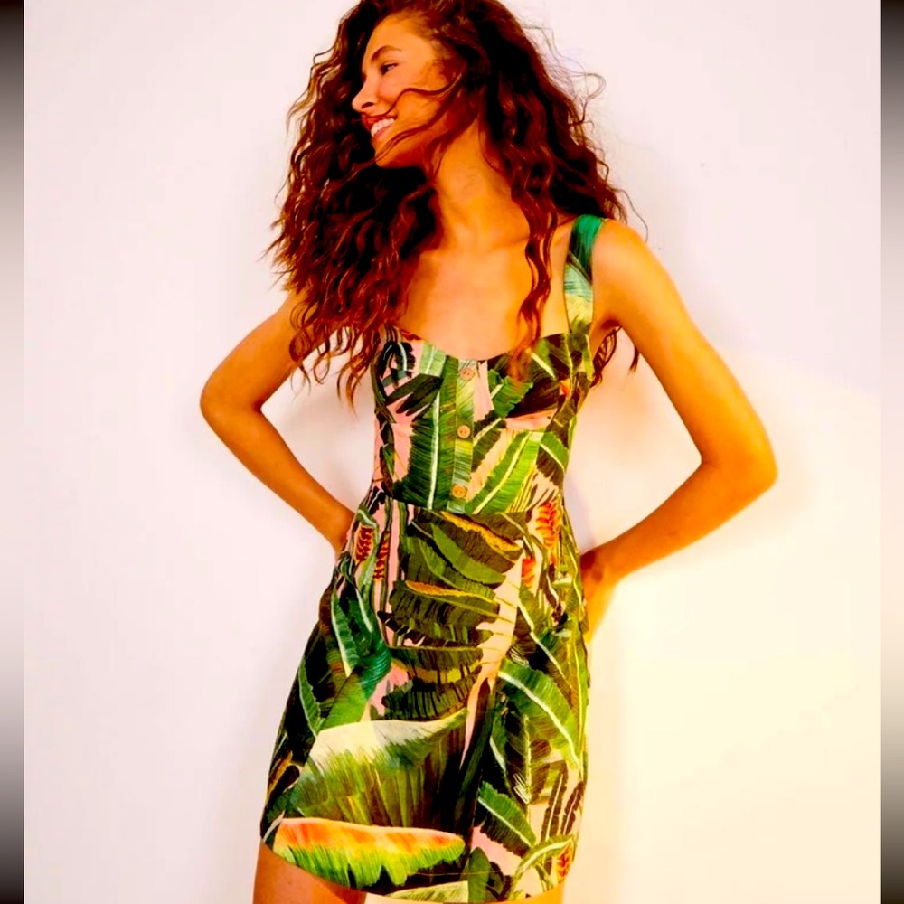 FARM RIO pink palm dress size L BEAUTIFUL